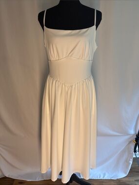 White Spaghetti-Strap Midi Dress (Light Stain Pictured)